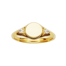 Rocksbox The Grace Pear-Shaped Lab-Grown Diamond Signet Ring 1/10 ct tw 24K Yellow Gold Vermeil Sterling Silver