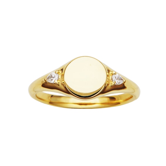 Rocksbox The Grace Pear-Shaped Lab-Grown Diamond Signet Ring 1/10 ct tw 24K Yellow Gold Vermeil Sterling Silver