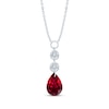 Thumbnail Image 1 of Pear-Shaped Lab-Created Ruby & Lab-Grown Diamond Drop Necklace 1/4 ct tw 10K White Gold 18"