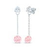 Thumbnail Image 1 of Pink Lab-Created Sapphire & Lab-Grown Diamond Dangle Earrings 1/3 ct tw 10K White Gold