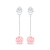 Thumbnail Image 2 of Pink Lab-Created Sapphire & Lab-Grown Diamond Dangle Earrings 1/3 ct tw 10K White Gold