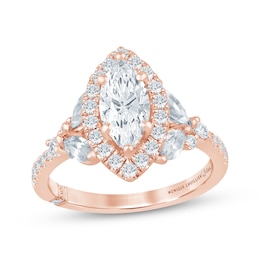 Monique Lhuillier Bliss Certified Marquise-Cut Lab-Grown Diamond Halo Engagement Ring 2 ct tw 18K Rose Gold