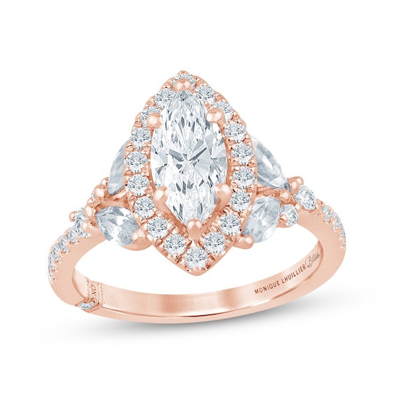 Monique Lhuillier Bliss Certified Marquise-Cut Lab-Grown Diamond Halo Engagement Ring 2 ct tw 18K Rose Gold