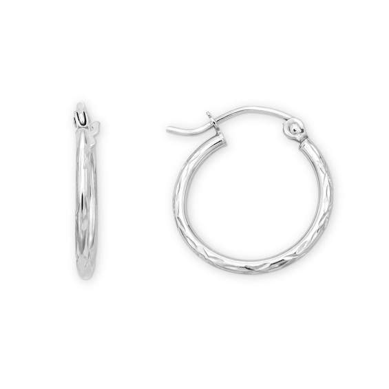Rocksbox The Everyday 17mm Textured Hoop Earrings 10K White Gold
