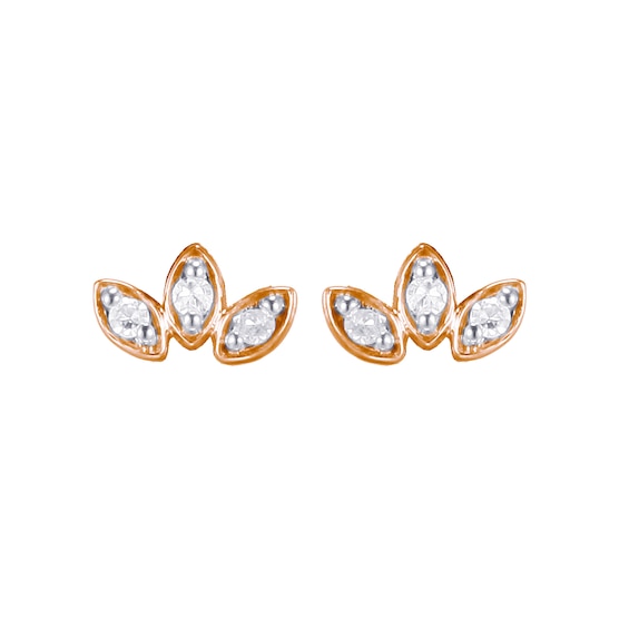 Rocksbox The Raina Lab-Grown Diamond Marquise Flower Flat Back Stud Earrings 1/20 ct tw 18K Rose Gold-Plated Sterling Silver