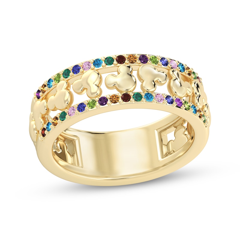 Main Image 1 of Disney Treasures Mickey Mouse Multi-Stone Openwork Ring 24K Yellow Gold Vermeil Sterling Silver