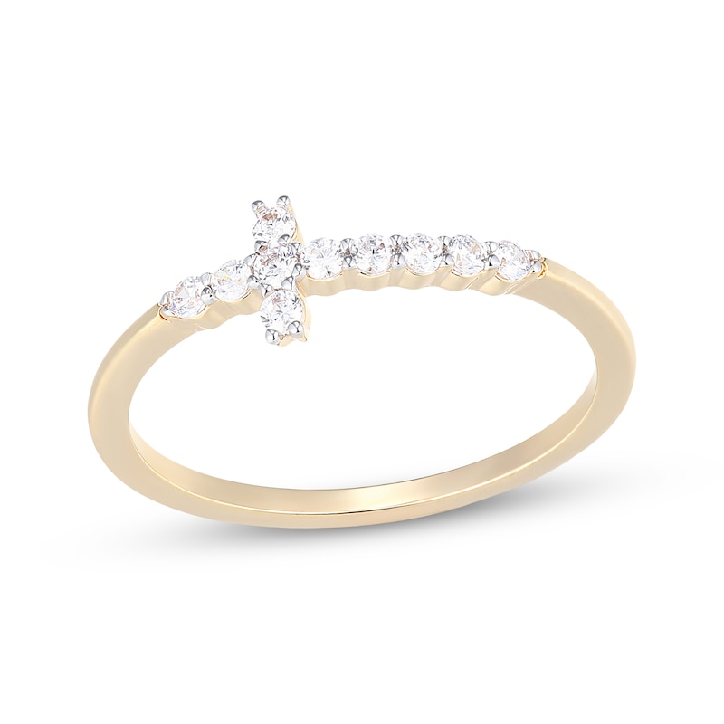 Main Image 1 of Rocksbox The Charlotte Cross Lab-Grown Diamond Ring 1/6 ct tw 24K Yellow Gold Vermeil Sterling Silver