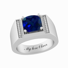 1/20 ct tw Diamond Men's Birthstone Ring (1 Stone and Line)