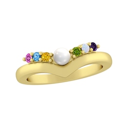 Cultured Pearl and Birthstone Family & Mother's Ring (2-6 Stones)