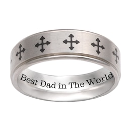 Cross Design Engravable Band (1 Line)