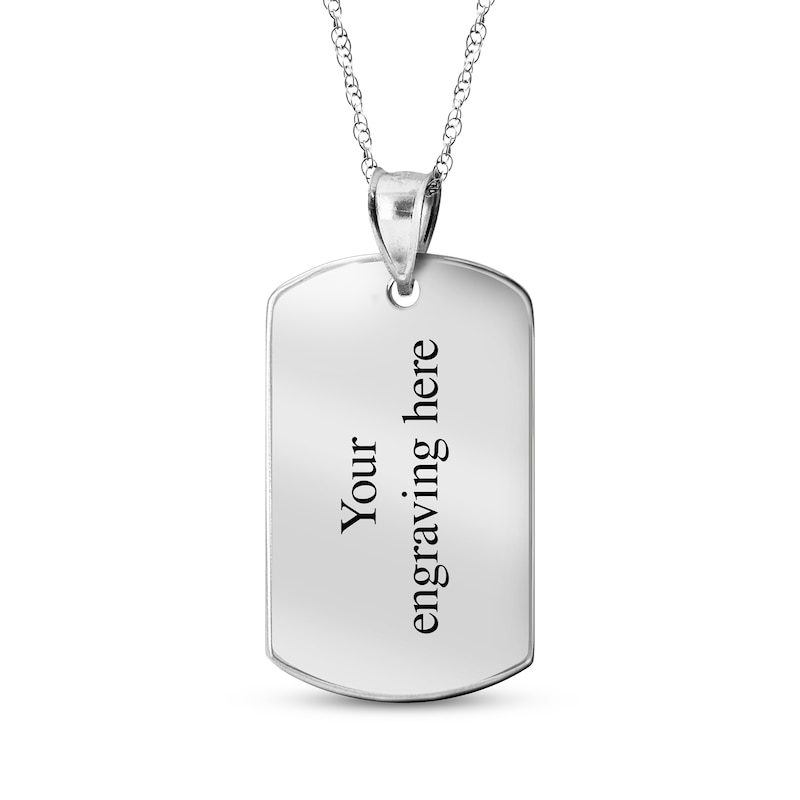 Main Image 2 of Dog Tag Fingerprint Necklace Sterling Silver (1 Name, 1 Date and 2 Lines)