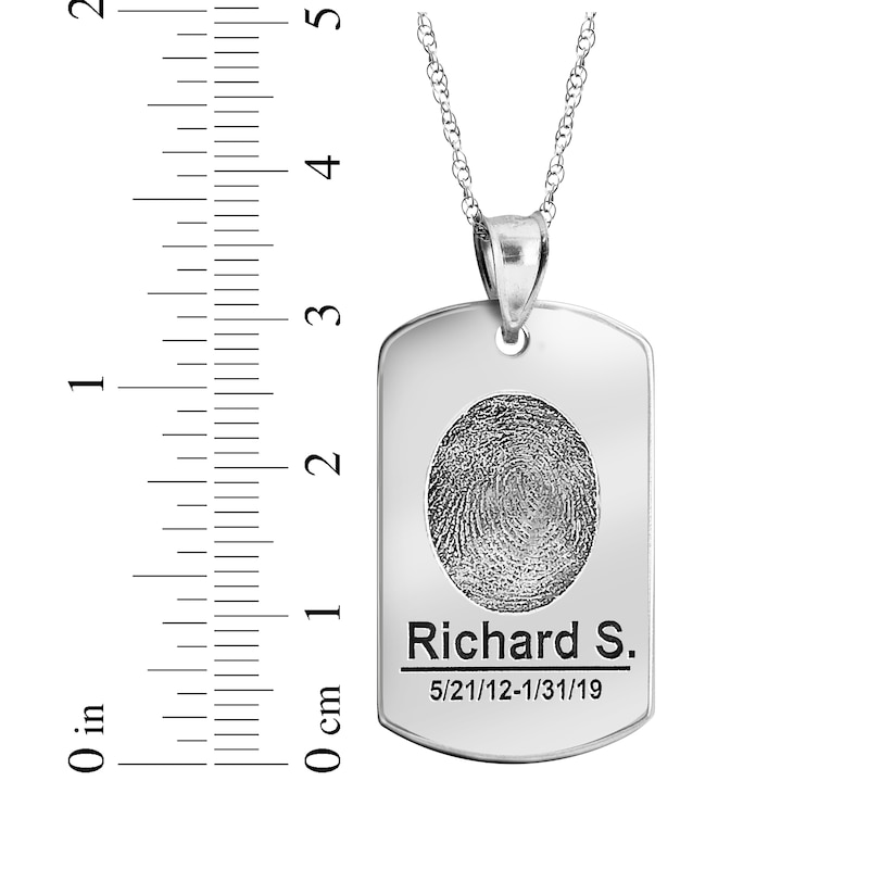 Main Image 4 of Dog Tag Fingerprint Necklace Sterling Silver (1 Name, 1 Date and 2 Lines)
