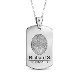 Dog Tag Fingerprint Necklace 10K White Gold (1 Name, 1 Date and 2 Lines)