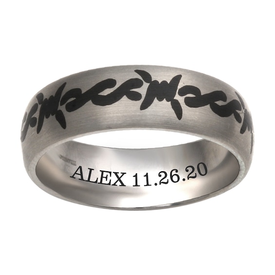 Barbed Wire Design Engravable Band (1 Line)