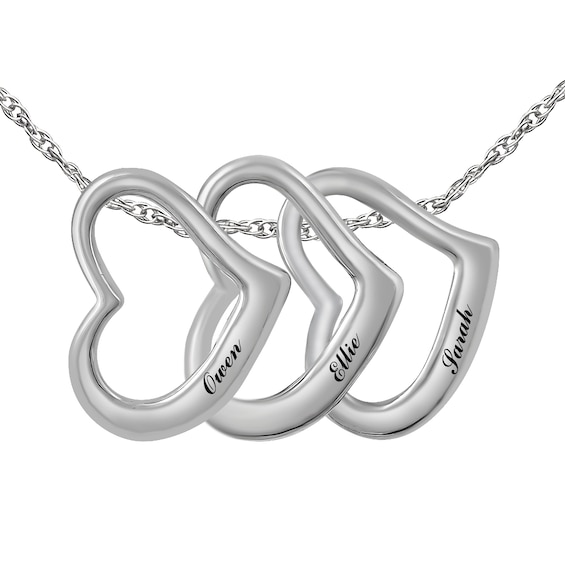 Family & Mother's Hearts Pendant (1-3 Stones and Lines)