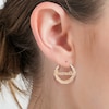 Thumbnail Image 2 of Nameplate Hoop Earrings Hollow 14K Yellow Gold-Plated Sterling Silver