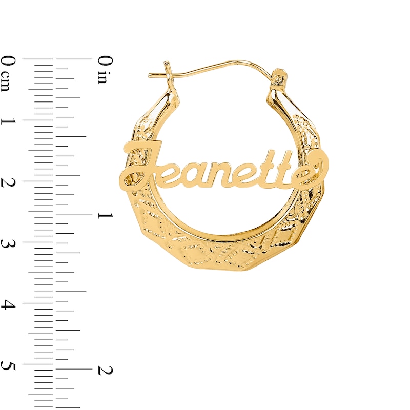 Main Image 3 of Nameplate Hoop Earrings Hollow 14K Yellow Gold-Plated Sterling Silver