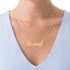 Thumbnail Image 2 of Diamond-cut Nameplate Necklace Solid 14K Yellow Gold-Plated Sterling Silver 18"