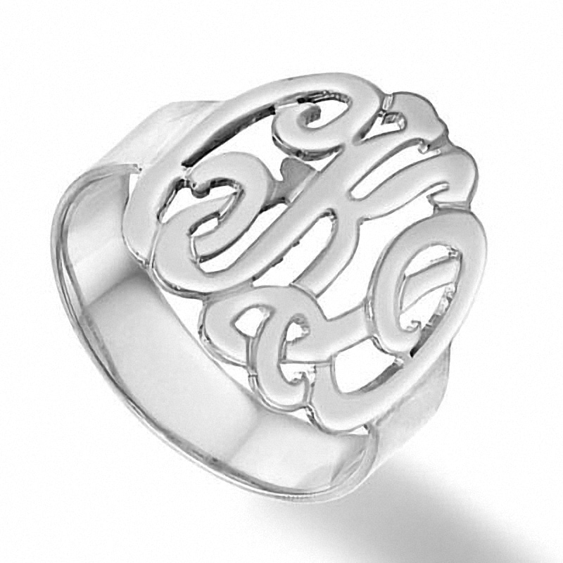 Main Image 1 of Script Monogram Ring Sterling Silver