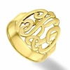 Thumbnail Image 1 of Script Monogram Ring 14K Yellow Gold-Plated Sterling Silver