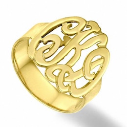 Script Monogram Ring 14K Yellow Gold-Plated Sterling Silver