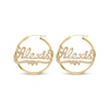 Thumbnail Image 1 of Beaded Finish Nameplate with Heart Hoop Earrings Hollow 14K Yellow Gold-Plated Sterling Silver
