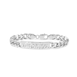 Beaded Finish Nameplate ID Bracelet Hollow Sterling Silver 7"
