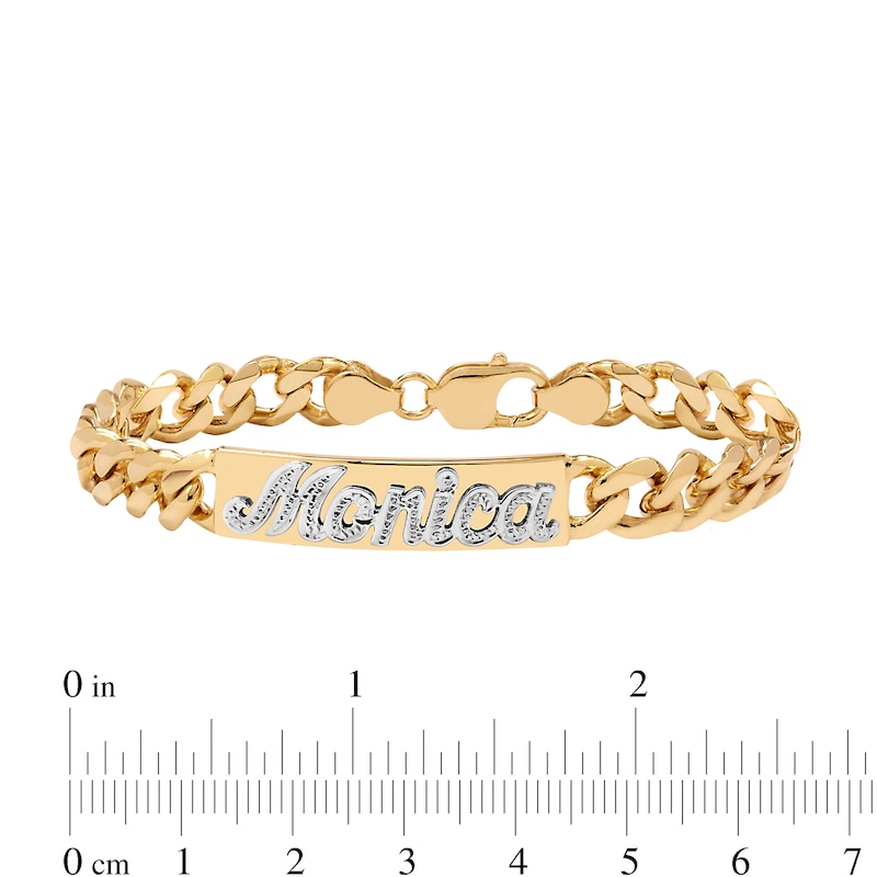 Main Image 3 of Beaded Finish Nameplate ID Bracelet Hollow Sterling Silver 7"