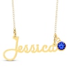 Thumbnail Image 1 of Bezel-set September Birthstone Charm Nameplate Necklace 14K Yellow Gold-Plated Sterling Silver 18"