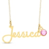 Thumbnail Image 1 of Bezel-set October Birthstone Charm Nameplate Necklace 14K Yellow Gold-Plated Sterling Silver 18"