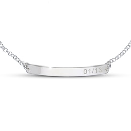 Adjustable Engravable Bar Bracelet Sterling Silver Cable Chain 8"