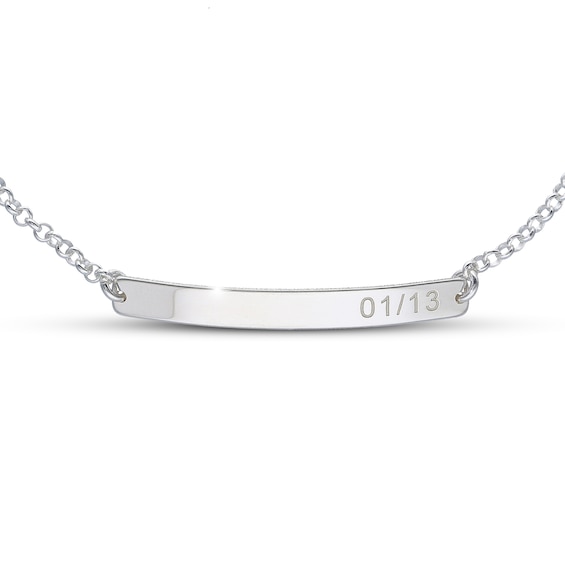 Adjustable Engravable Bar Bracelet Sterling Silver Cable Chain 8"