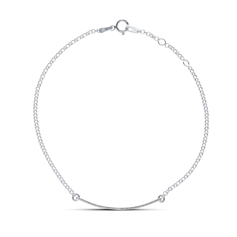 Main Image 3 of Adjustable Engravable Bar Bracelet Sterling Silver Cable Chain 8"