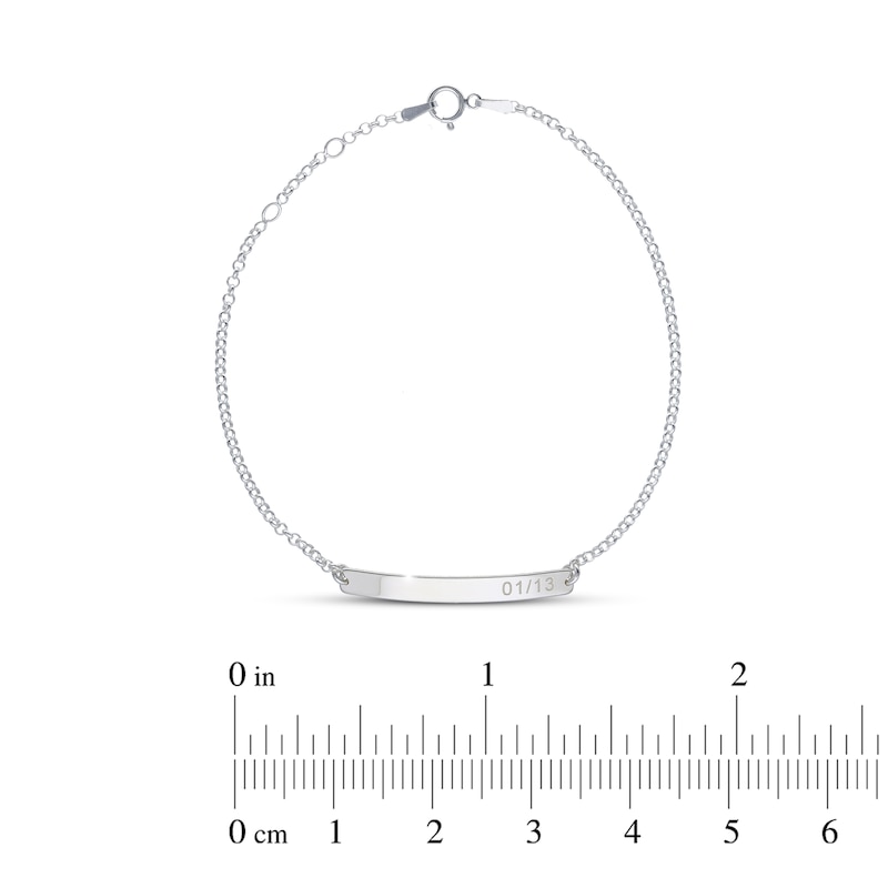 Main Image 5 of Adjustable Engravable Bar Bracelet Sterling Silver Cable Chain 8"