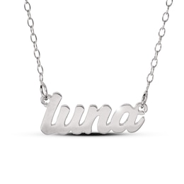 Script Nameplate Necklace Sterling Silver 18"
