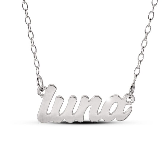 Script Nameplate Necklace Sterling Silver 18"