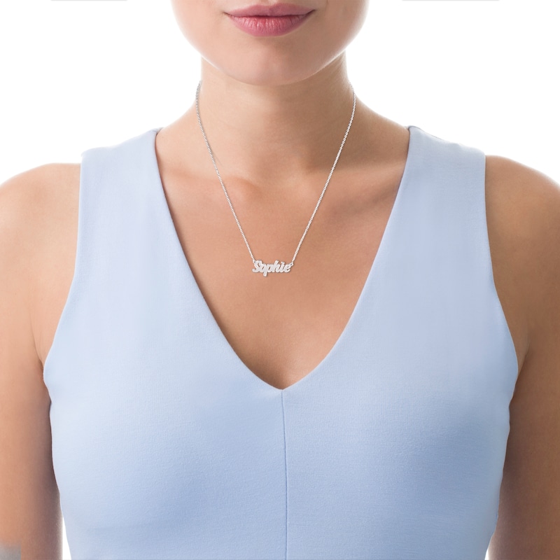 Main Image 3 of Script Nameplate Necklace Sterling Silver 18"
