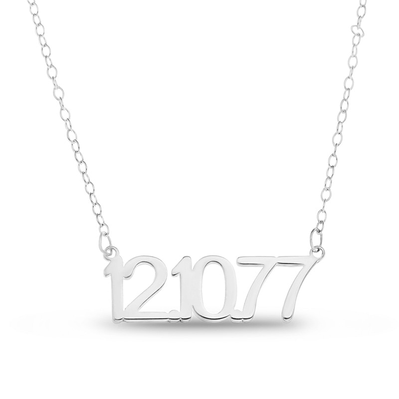 Main Image 1 of Numeric Date Necklace Sterling Silver 18"
