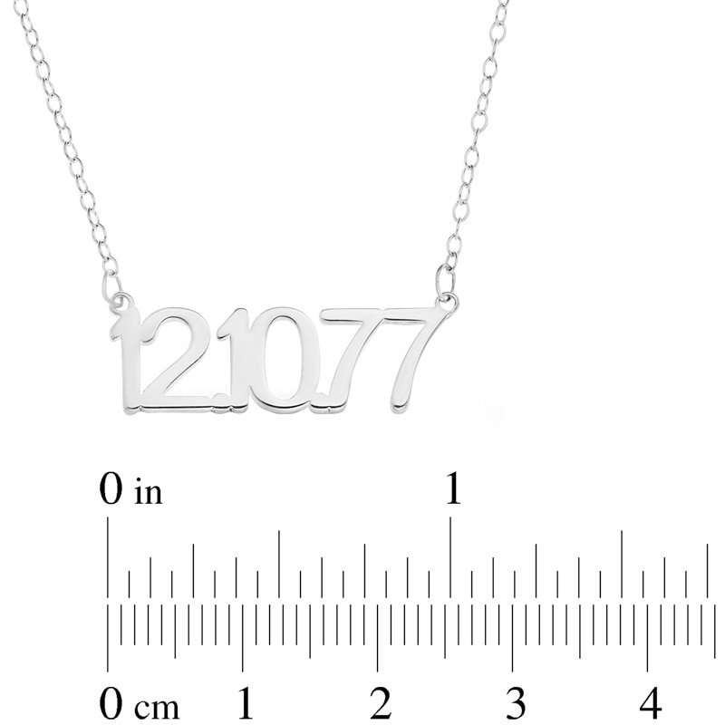 Main Image 3 of Numeric Date Necklace Sterling Silver 18"