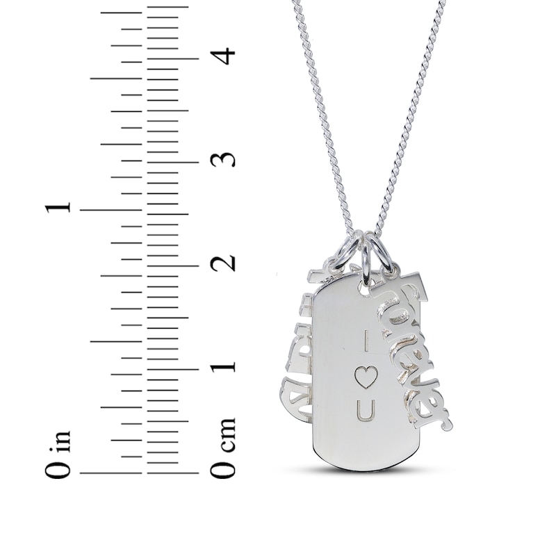 Main Image 4 of Engravable Dogtag Necklace with 2 Nameplate Charms Sterling Silver 18"