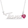 Thumbnail Image 1 of Heart-cut January Birthstone Charm Nameplate Necklace Sterling Silver 18"
