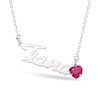 Thumbnail Image 2 of Heart-cut January Birthstone Charm Nameplate Necklace Sterling Silver 18"
