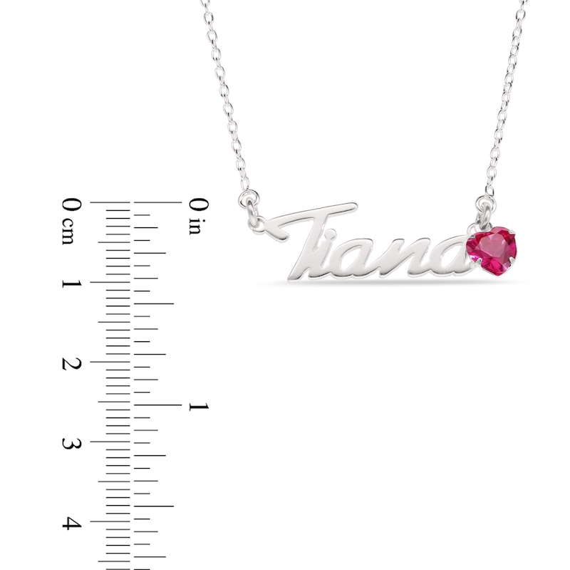Main Image 4 of Heart-cut January Birthstone Charm Nameplate Necklace Sterling Silver 18"