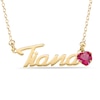 Thumbnail Image 1 of Heart-cut January Birthstone Charm Nameplate Necklace 14K Yellow Gold-Plated Sterling Silver 18"