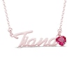 Thumbnail Image 1 of Heart-cut January Birthstone Charm Nameplate Necklace 14K Rose Gold-Plated Sterling Silver 18"