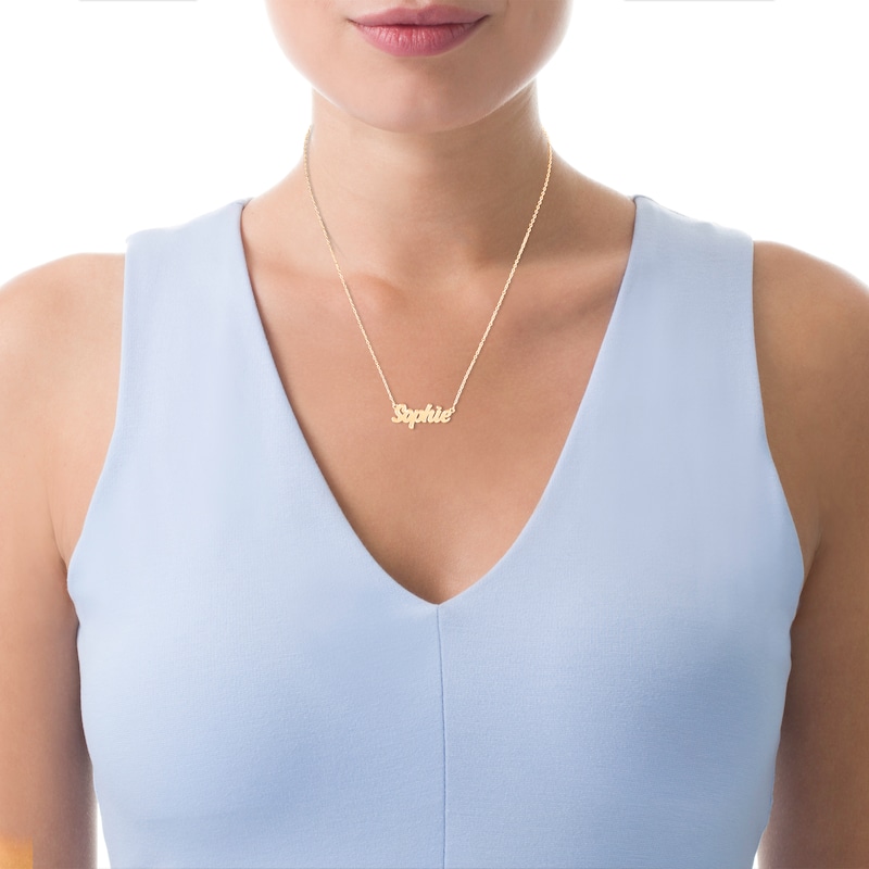Main Image 3 of Script Nameplate Necklace 14K Yellow Gold-Plated Sterling Silver 18"