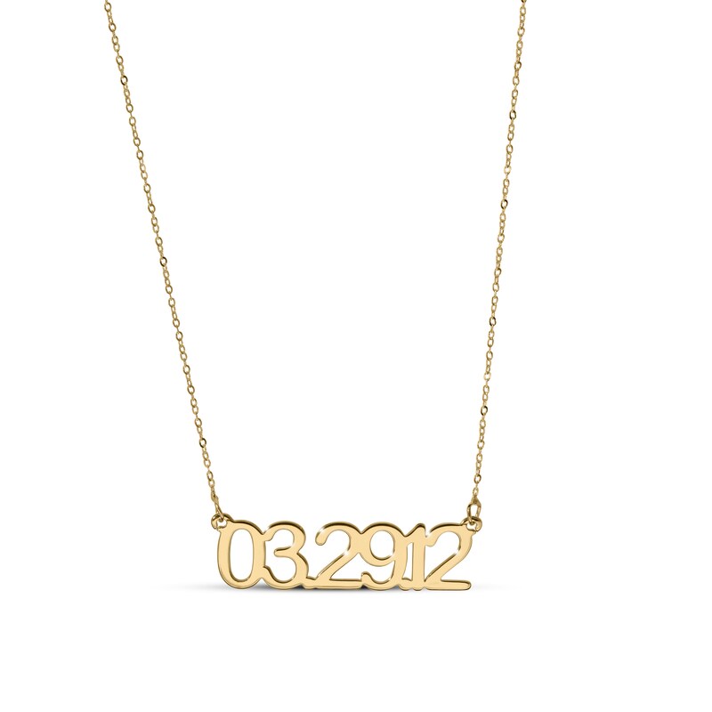 Main Image 2 of Numeric Date Necklace 14K Yellow Gold-Plated Sterling Silver 18"