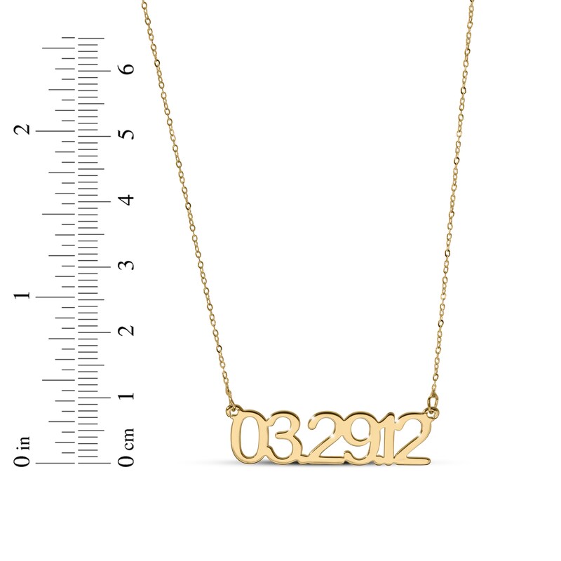 Main Image 4 of Numeric Date Necklace 14K Yellow Gold-Plated Sterling Silver 18"