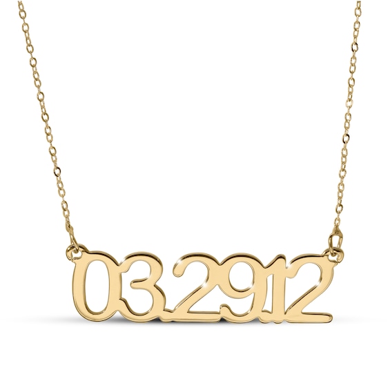 Numeric Date Necklace 10K Yellow Gold 18"
