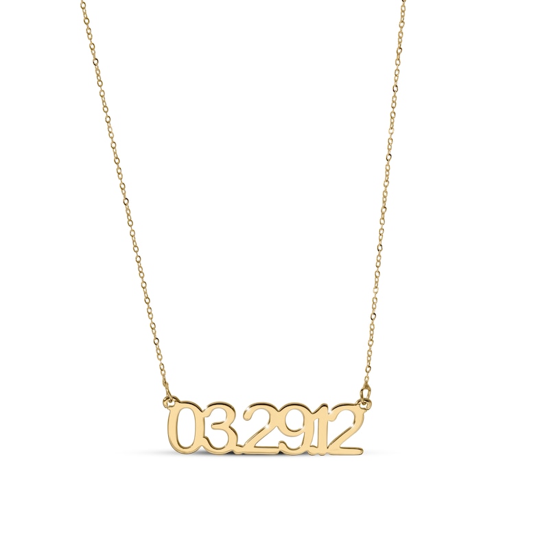 Main Image 2 of Numeric Date Necklace 10K Yellow Gold 18"